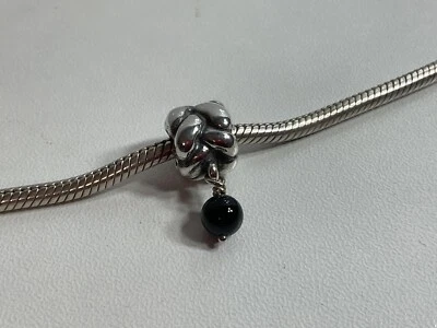 Pandora Trenzado Negro Ónix Colgante Dije Retirado Foto 1 de 4