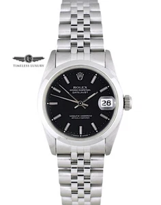 Ladies Rolex Datejust Midsize 68240 Stainless 31mm Black Dial MINT Box & Papers - Picture 1 of 6