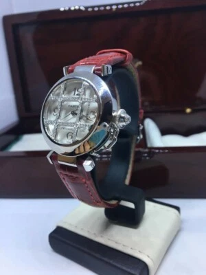 Authentic Womens Cartier Pasha Wristwatch With Diamond Grid.  Model: 2400 - Image 1 of 4