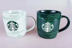 Starbucks Mint & Dark Green Siren Mermaid Kaffeebecher 12 oz datiert 2020 selten - Bild 1 von 4