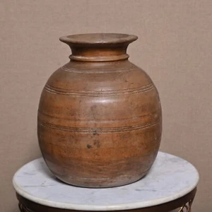 Vintage Wooden Himachal Pot Wood Water Dispenser Antique Pot Vases 11x11x14 In - Picture 1 of 7