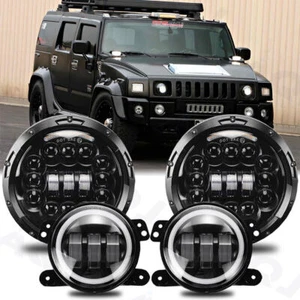7" LED Halo Headlight + 4" Fog Light For Jeep JL Rubicon Sahara 2018-2020 2021 - Picture 1 of 16