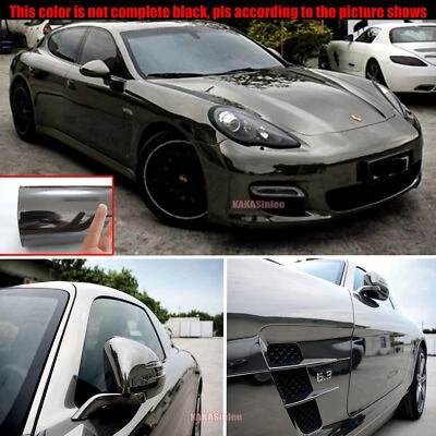 50FT Entire Car Wrap Smooth Metal Black Mirror Chrome Vinyl Sticker Air Free US - Image 1 of 4