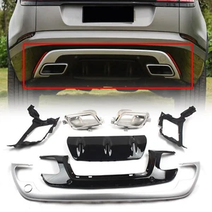 Labio difusor de parachoques trasero con puntas de escape plateado para Range Rover Velar 17-21 - Imagen 1 de 13