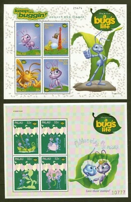 Palau Sc# 467-74, Disney / Pixar's A Bugs Life PRISTINE Set of 8 Sheets SCV: $32 - Image 1 of 4