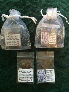 25 WHITE BUTTERFLY DESIGN WEDDING FAVORS WITH PINK MONEY PLANT SEEDS + POEM - Picture 1 of 3