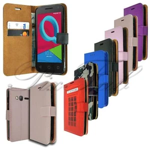 For Alcatel U3 3G 4049X New Genuine Black Leather Wallet Flip Phone Case Cover - Picture 1 of 21