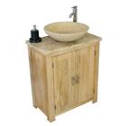 Solid Oak Bathroom Vanity Unit | Oak Sink Bathroom Cabinet | Stone Worktop Sink