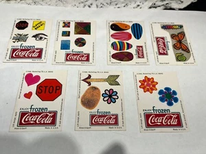 Collection Seven 1966 Enjoy Frozen Coca Cola Knee O Geo Sticker Card Decals - Picture 1 of 9