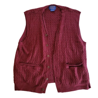 Vintage Pendleton Shetland 100% Virgin Wool Burgundy Sweater Vest Men's SIZE LRG - Image 1 of 4