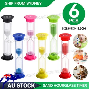 6x Sand Hourglass Timer AU SET-30Second Sandtimer Transparent 30s/1/2/3/5/10Min - Picture 1 of 9