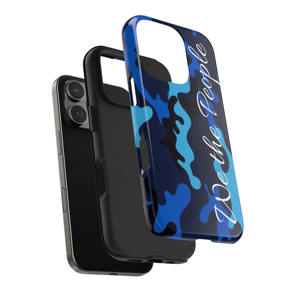 Blue Camo Tough Phone Case, Patriotic iPhone Accessories, Military Style Samsung - Image 1 of 1