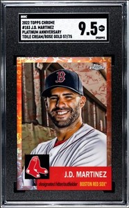 2022 Topps Chrome Platinum Anniversary JD Martinez Toile Cream Rose/75 SGC 9.5