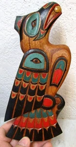 Targa da parete corvo in legno stile tribale intagliata a mano, 9,5 x 4 pollici, decorazione parete - Foto 1 di 5