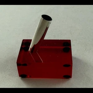 Vintage Mod Acrylic Plastic Pen Stand w Sterling Insert Red - Picture 1 of 3