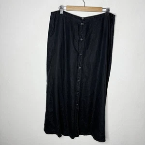 Eddie Bauer Black Linen Maxi Skirt Button Front Women’s US 14 Minimalists Modest - Picture 1 of 9