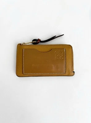 ✨Authentic LOEWE Soft Grained Calfskin Leather Coin Card Holder Gold Yellow Tan - Image 1 of 4