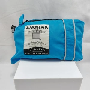 OLD NAVY Anorak Rain Jacket Self Storing Blue Size Medium Made In Russia - Picture 1 of 9