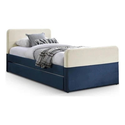 Cama de almacenamiento/nido doble de terciopelo azul marino contemporáneo Pemberly Row Foto 1 de 4