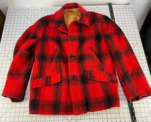 Vintage Woolrich Mackinaw Jagdjacke rot/schwarz Büffel kariert L Holzfäller - Bild 1 von 10