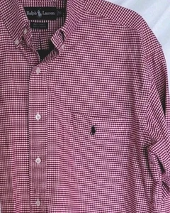 Ralph Lauren Polo Men's BIG SHIRT Button Down Long Sleeve Black Pony Red Small - Picture 1 of 11
