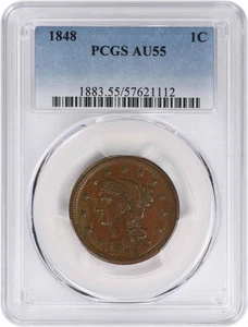 1848 Large Cent AU55 PCGS - Picture 1 of 2