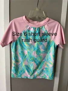 Girls Rash Guard Shirt Pink Beach Vibes Size 6 - Picture 1 of 3
