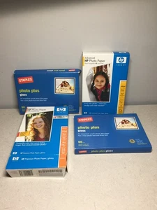 HP and Staples printer photo paper glossy inkjet 4 x 6 fast dry color photos - Picture 1 of 4