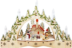 Arco per Candele a LED Con Motivo Sci – Arco in Legno Con 5 Candele a LED – Dipi - Foto 1 di 12