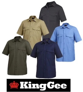 KING GEE - MENS "WORKCOOL 2" COTTON "RIPSTOP" SHORT SLEEVE WORK SHIRT - K14825 - Picture 1 of 12