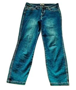 Womens Katies Blue Stretch Denim Jeans Size 10 Polka Dot Zip Fly *VGC* - Picture 1 of 8