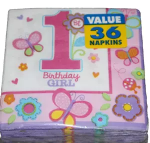 Amscan 1st Sweet Birthday Girl Luncheon Napkins One Size Pink - Picture 1 of 4