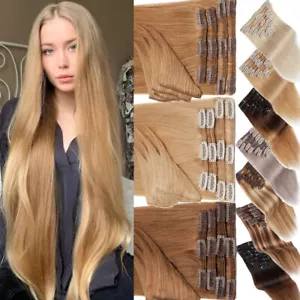LIQUIDACIÓN Clip en Extensiones de Cabello Humano 100% Real 8 Piezas Remy Cabeza Completa 8"-24" - Imagen 1 de 37
