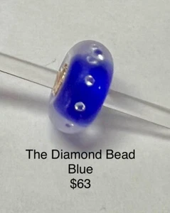 Authentic Trollbeads Glass  The Diamond Bead,Blue - Picture 1 of 1