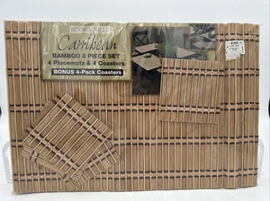 New Set of 4 Benson Mills Brown Bamboo Placemats 12" x 18" With Coasters - Picture 1 of 6