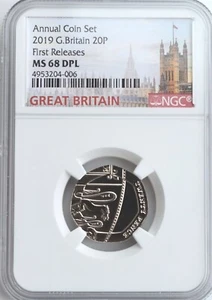 2019 20p Twenty Pence NGC MS68 DPL Great Britain Coin UK Shield - Picture 1 of 2