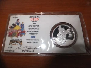 Walt Disney's Snow White 50th Anniversary "Doc" 1/2 troy oz .999 Silver. - Picture 1 of 6