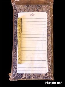 Ellen Tracy To Do List Magnetic Shopping List Pad Purple & Gold with Pen