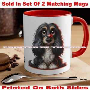 DigiPups Afghan Hound Dog Breed Red Ladybug On Nose Cartoon Coffee Cup 2 Mug Set - Imagen 1 de 3