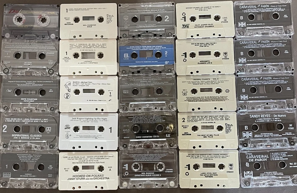 CHOICE LOT OF 1 TO 50 CASSETTE TAPES FOR CRAFTS, REPURPOSE OR PARTY DECORATIONS - Image 1 of 1
