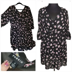 Túnica/Vestido Tórrido Floral Transparente Georgette Pintuck Talla 18/20 2 Drapeado Causal - Imagen 1 de 7