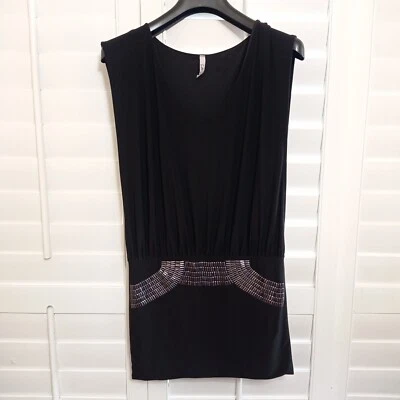 Lette Black Sleeveless Dress Size M With Metal Decoration - Image 1 of 4