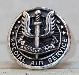Sterling Silver 925 Special Forces SAS Military Who Dares Wins Handmade 3D Ring - Picture 1 of 10