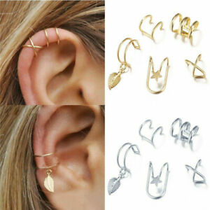 Women Ear Cuff Earrings Non-Pierced Wrap Clip On Punk Rock Cuffs Fake Jewelry
