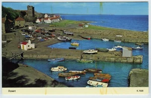 1980s Fife Postcard St Serfs Tower & Boats in Dysart Harbour Kirkcaldy Unposted - Picture 1 of 2