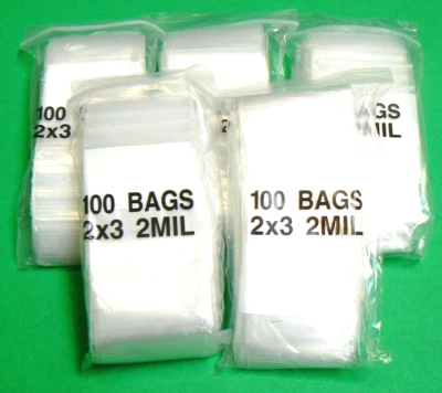 2x3 White Block Poly Reclosable Zip Bags 2mil Writeable 2"x 3" 2 Mil 500 Bags - Image 1 of 4