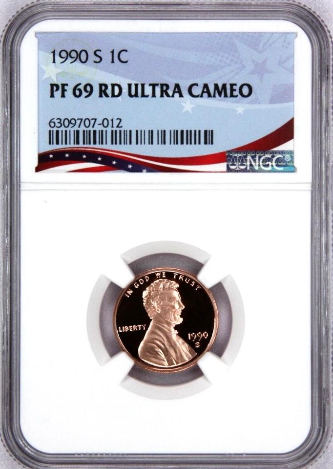 1990-S Lincoln Cent Graded PF69RD Ultra Cameo by NGC - Image 1 of 4