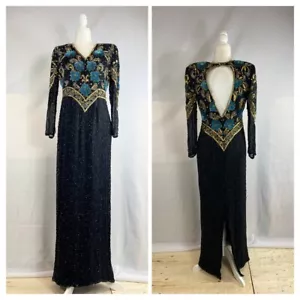 Vintage Hand Beaded Full Length Evening Gown Sequins Originals - Picture 1 of 12