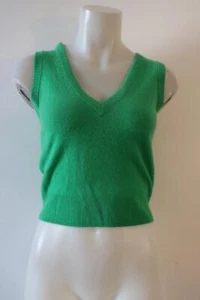 Neu mit Etikett J.Crew Damenpullover grün V-Ausschnitt 100 % Kaschmir ärmellos XXS - Bild 1 von 5