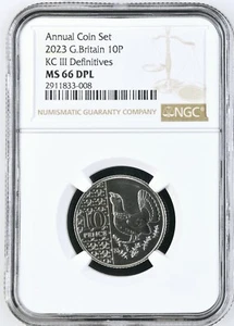 2023 Great Britain 10 Pence King Charles III NGC MS 66 DPL - Picture 1 of 4